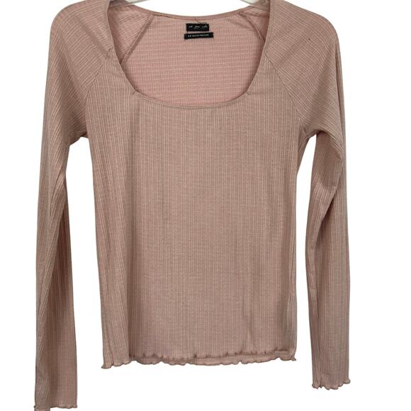 UO Out from Under Women Pointelle Long Sleeve Top Fairy Pink Size Medium FLAW - Picture 1 of 8